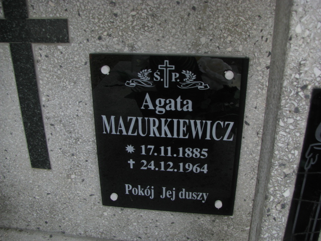 Agata Mazurkiewicz 1885 Narol - Grobonet - Wyszukiwarka osób pochowanych